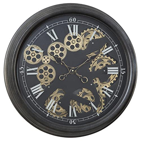 Yosemite Home Decor Modern Metal Paris II Gear Clock in Black