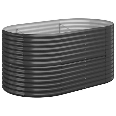vidaXL Garden Raised Bed, Powder-Coated Steel in Anthracite - Weather-, Easy Assembly, Ample Planting Space | Ideal for Outdoor Garden, Balcony, and Patio Planting Needs