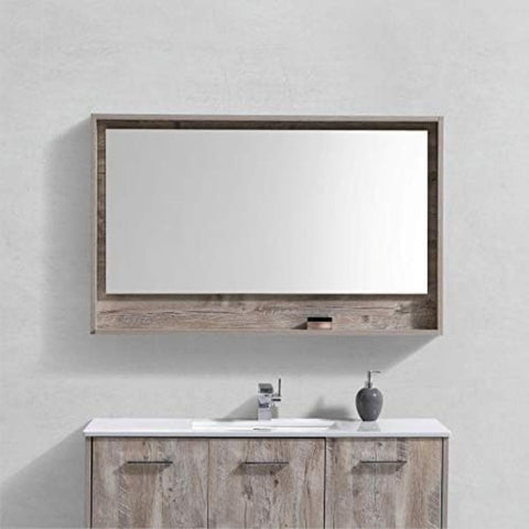 Oakestry Bosco 48 Inch Nature Wood Freestanding Modern Bathroom Vanity with White Quartz Countertop Undermount Sink Soft?Close Drawers and Matching Mirror