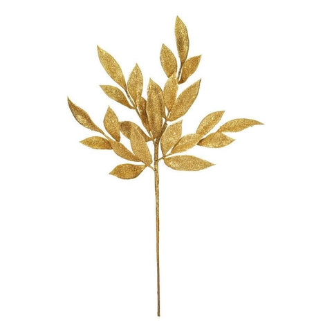 Vickerman 22" Glitter Bay Leaf Artificial Christmas Spray in Gold (Set of 12)