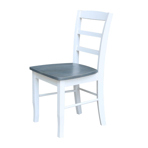 IC INTERNATIONAL CONCEPTS 36 in. Wood Dining Table with 4 Madrid Ladderback Chairs in White/Heather Gray