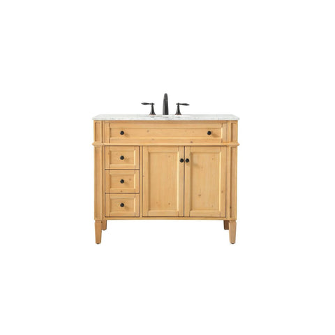 Elegant Decor Park Avenue 40" Aluminum MDF Single Bathroom Vanity - Natural Wood