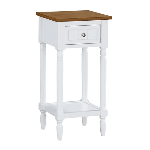 Convenience Concepts French Country Khloe 1 Drawer Accent End Table 14" - Traditional Farmhouse Side Table with Storage Drawer and Shelf for Living Room, Driftwood/White
