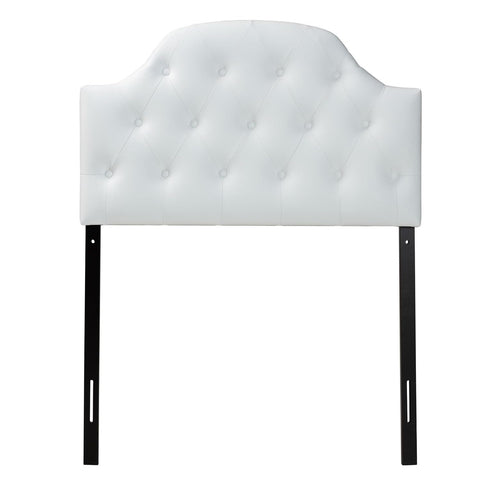 Baxton Studio Morris Modern and Contemporary White Faux Leather Upholstered Button-Tufted Scalloped Twin Size Headboard