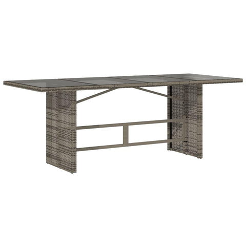 vidaXL Poly Rattan Outdoor Table - Glass top/Steel Frame - Gray Patio/Garden Rectangle - 74.8" L x 31.5" W