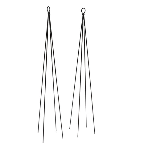 Loop Top Plant Trellis Stakes 34 Inch, Wrought Iron Black Powder Coated Plant Supports for Containers and Climbing Plants, Set of 2