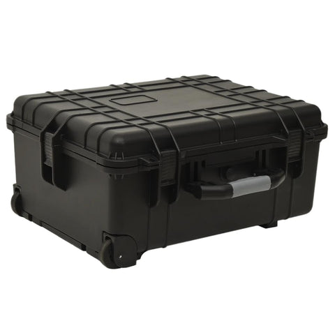 vidaXL Portable Wheeled Flight Case with Pressure Valve and Foam Inserts - Heavy Duty, Shock and Water Resistant Black Hard Case