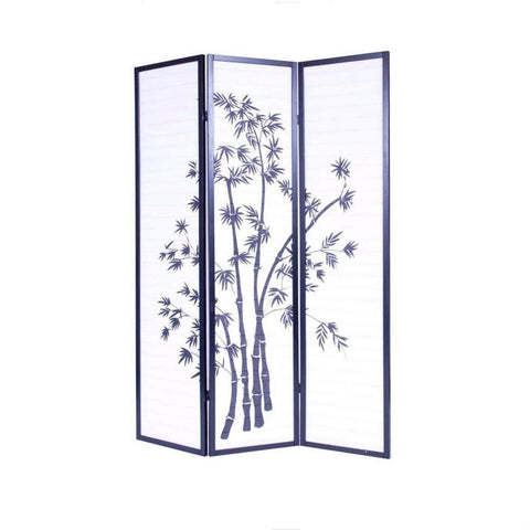 Fast Furnishings 3-Panel Asian Shoji Screen Room Divider with Bamboo Print