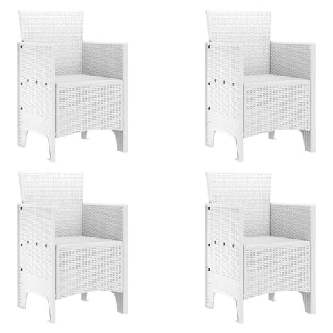 vidaXL Garden Chair 4 pcs White 20.87 x 19.29 x 33.46 in Polypropylene, Garden & Terrace, Stylish Armchair, Rectangle Outdoor Seat, Tough Patio Chair, Comfy Lounge for Chillin