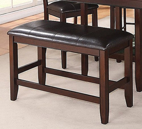 Crown Mark Fulton Dark Brown Wood/Faux Leather Counter Height Bench