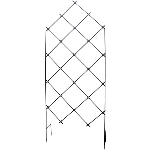 Freestanding Wrought Iron Lattice Trellis, 93 Inch Tall Garden Plant Support, Folding Wall-Mounted Option, Graphite Powder Coated