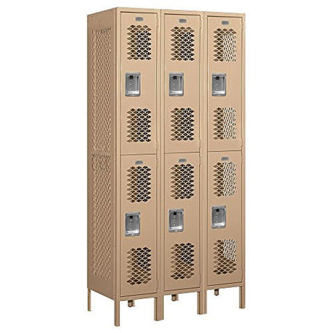 Salsbury Industries 72368TN-U Double Tier 36-Inch Wide 6-Feet High 18-Inch Deep Unassembled Vented Metal Locker, Tan Brown