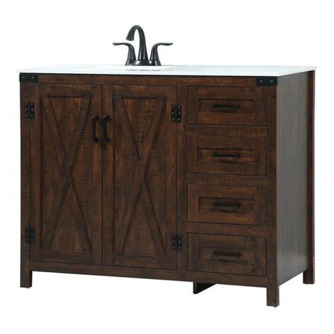 Elegant Decor Grant 42" Aluminum MDF Single Bathroom Vanity in Expresso