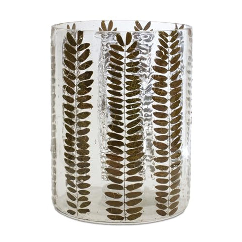 Melrose International Dried Leaf Glass Candle Holder 8" H