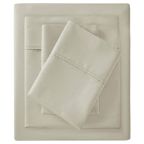 Oakestry 4-Piece 1500 Thread Count Queen Solid Bed Sheets Sateen Weave Wrinkle Resistant Casual Count Cotton Bed Sheet Flat Sheet Fitted Sheet, Ivory