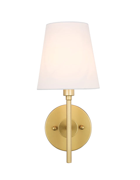 Geakv Living District Cason 1-Light Metal & Fabric Wall Sconce in Brass/White