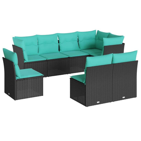 vidaXL Patio Sofa Set with Cushions 8 Piece, Outdoor Conversation Set with Storage, Patio Furniture Set, Modern Style, Black Poly Rattan
