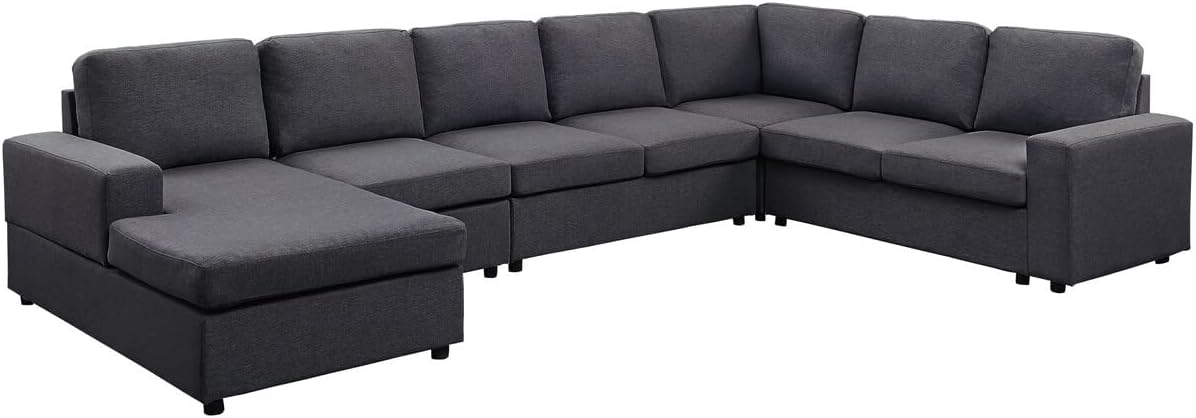 Lilola Home Hayden Modular Sectional Sofa with Reversible Chaise in Dark Gray Linen