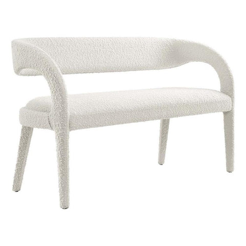 Modway Pinnacle Boucle Fabric Accent Bench in Ivory