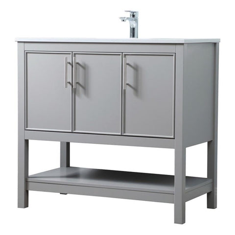 Elegant Kitchen and Bath Everett 36" Solid Wood Single Bathroom Vanity in Gray