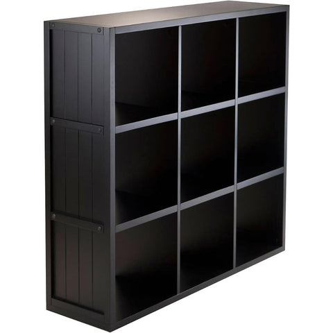 Oakestry Timothy Small Black Shelving Unit Compact Wooden Display Organizer Modern Storage Rack for Living Room Bedroom Office Stylish Space Saving Shelf for Home Decor and Organization