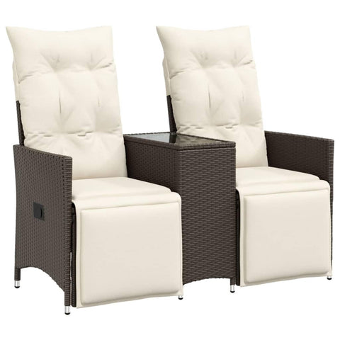 vidaXL Reclining Garden Sofa in Brown and Cream