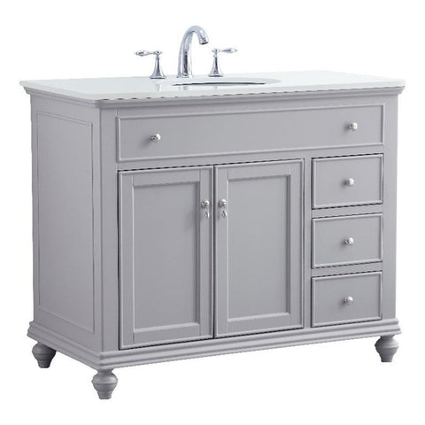 Elegant Kitchen and Bath Otto 42" Single Solid Wood Bathroom Vanity in Gray