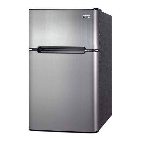 Summit Appliance CP34BSS 2-Door Refrigerator-Freezer, 19" Wide, 3.2 cu.ft Capacity, Adjustable Glass Shelf, Cycle Defrost, Adjustable Thermostat, Right Hand Door Swing, Leveling Legs