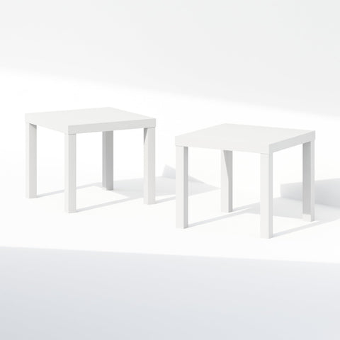 Furinno Classic Homey Square Nightstand Bedside Tables Set of 2 White