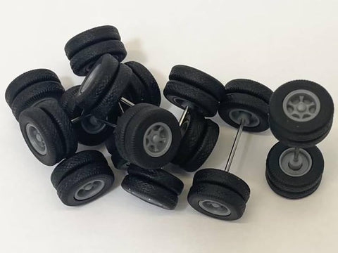 Promotex 6-Spoke Rear Wheelset Set of 8 Pieces 1/87 (HO) Plastic Model 005535BK