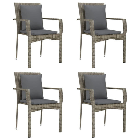 Garden Chairs with Cushions 4 pcs in Grey Polyrattan