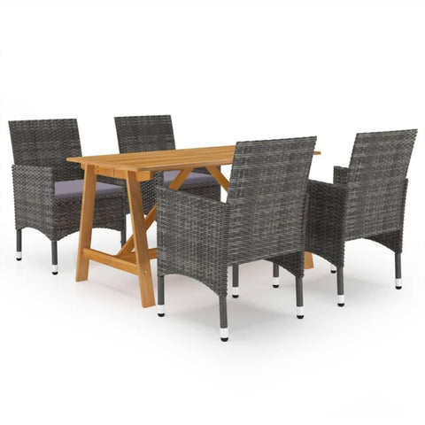 vidaXL Patio Dining Set 5 Piece Outdoor Garden Terrace Yard Patio Table and Chair Seating Seat Sitting Chair Dining Set Furniture Gray