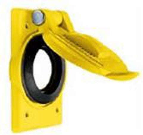 Wallplates and Boxes, Weatherproof Covers, 1-Gang, 1) 1.60" Opening, Standard Size, Yellow Polycarbonate