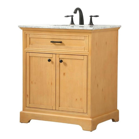 Elegant Decor Americana 30" Aluminum MDF Single Bathroom Vanity in Natural Wood