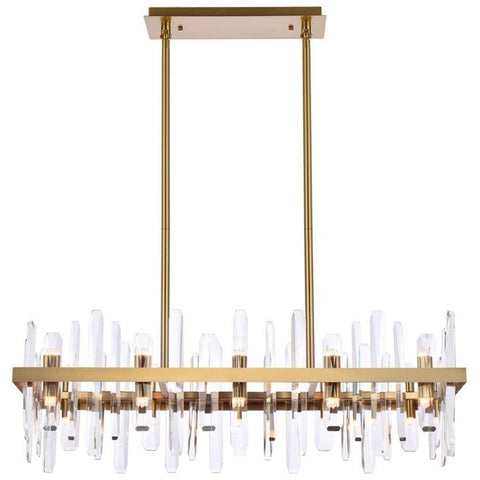 Elegant Decor Indoor Modern Serena 36 inch Crystal Rectangle Chandelier - Satin Gold