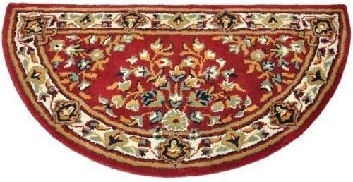 Minuteman International Burgundy Oriental Wool Hearth Rug, Half Round