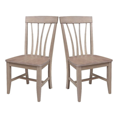 IC INTERNATIONAL CONCEPTS Set of Two Solid Wood Soma Fan Back Dining Chairs in Flax