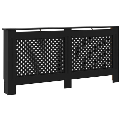 vidaXL Radiator Cover - Modern, Slatted Design, Black - Durable MDF with Water Base Lacquer Finish - Easy to Assemble - Inner Dimensions: 67.7" x 7.5" x 32.1"