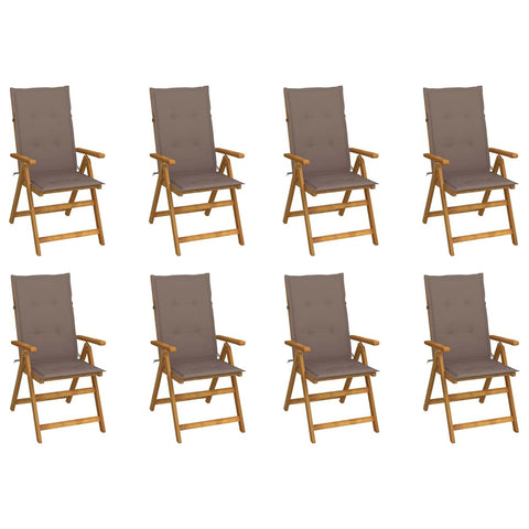 vidaXL Outdoor Recliner Chairs 8 Pcs, Patio Reclining Chair with Cushions, Recliner Patio Lounge Chair for Garden, Retro Style, Solid Wood Acacia