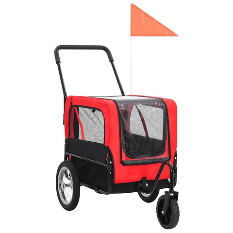vidaXL Pet Bike Trailer Red and Black Oxford Fabric and Steel Collapsible