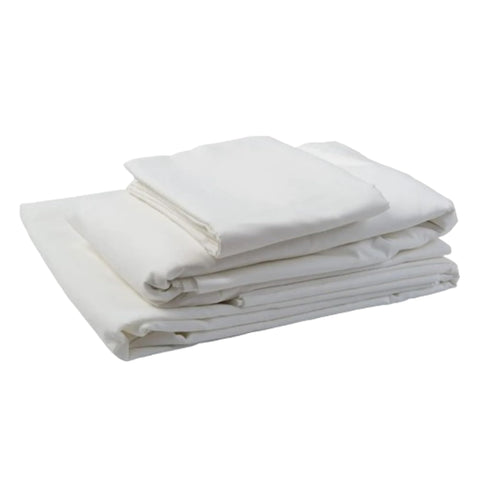Kemp USA 3-Piece Hospital Bed Sheet Set, Includes Flat Sheet, Fitted Sheet and Pillowcase, 140 Thread Count 100% Cotton, Lightweight Breathable Durable Plain Weave, Fits 36 x 78 in Mattress