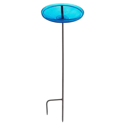 Oakestry Crackle Bowl with Stand Teal