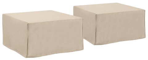 2Pc Square Table And Ottoman Furniture Cover Set Tan - 2 Square Table/Ottoman