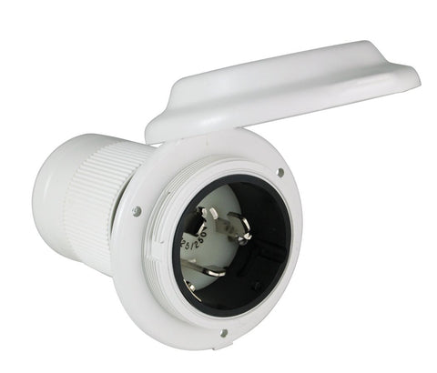 Marinco ParkPower 6344EL-BRV White Contour Power Inlet with Stainless Steel Trim