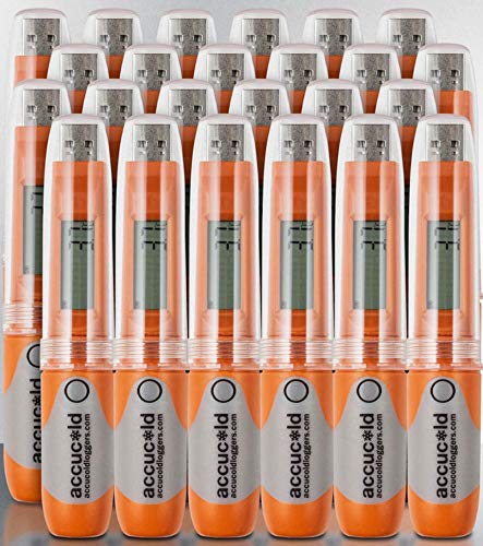 Summit Appliance DLSA11-24P Set of 24 Portable USB Temperature Data Loggers with LCD Display, Visual Alarm Indicator, Displays Celsius or Fahrenheit, Reliable Logging, User-Set Logging Interval