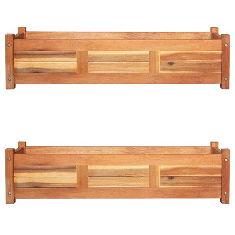 vidaXL Garden Raised Beds Set of 2- Acacia Wood Planter Boxes with an Oil Finish, for Outdoor Planting - 39.4"x11.8"x9.8"