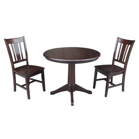 International Concepts 36" Round Extension Dining Table with 2 San Remo Chairs