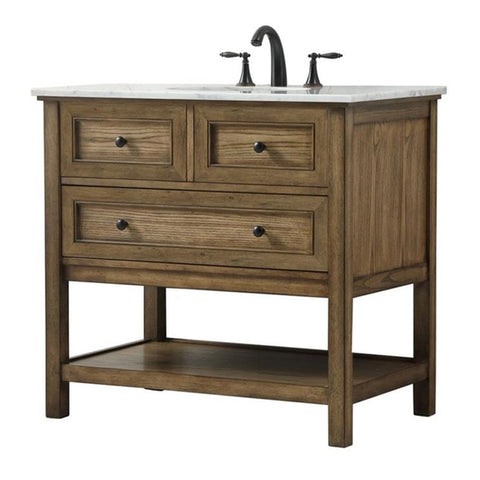 Elegant Decor Metropolis 36" Aluminum MDF Single Bathroom Vanity in Driftwood