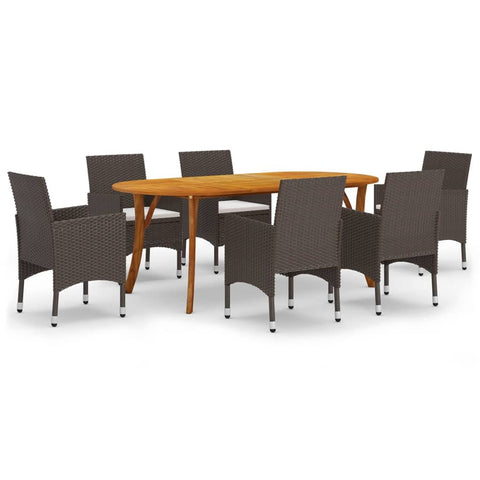 vidaXL Dining Set in Brown/Cream White