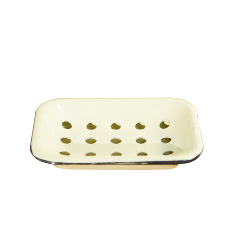 Cream Enamel Soap Dish with Removable Drip Tray and Drainage Holees Vintage Inspired Soap Holder